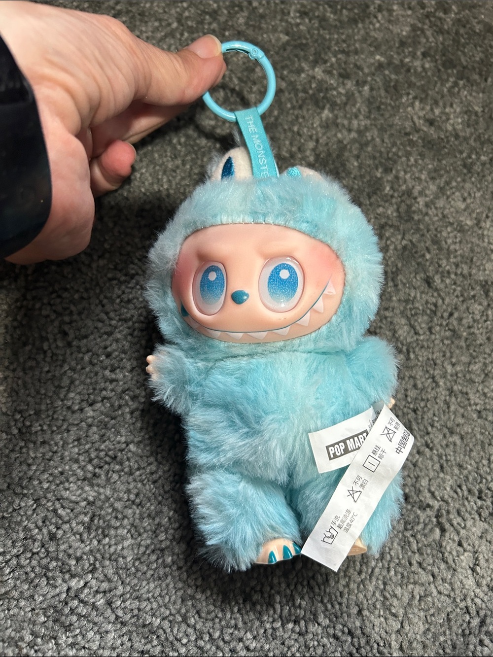 Blue Furry Labubu “The Monster Series” Plush Keychain